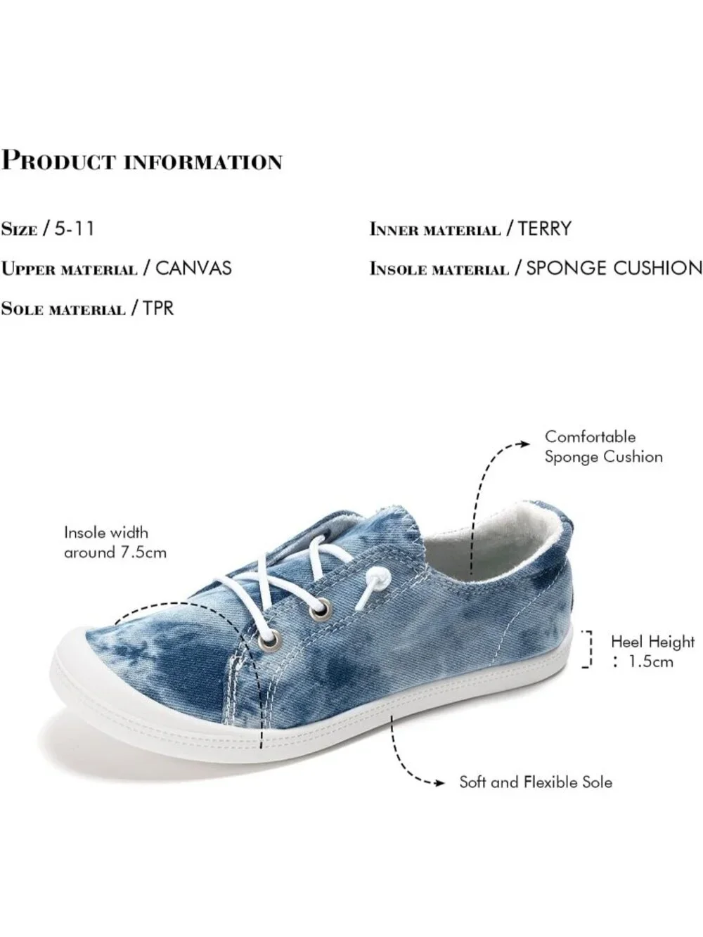Women's Washed Denim Comfortable Lace-Up Flat Breathable Walking Casual Sneakers